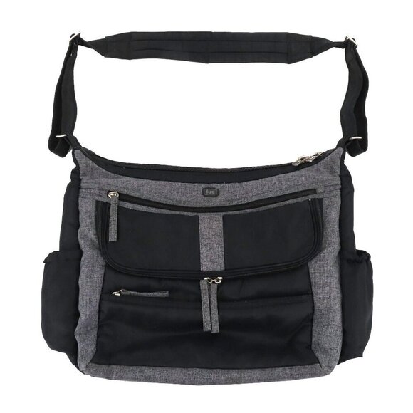 LUG Hula Hoop Black Gray Carry All Messenger Diaper Bag Stroller Straps Pockets - Picture 1 of 15